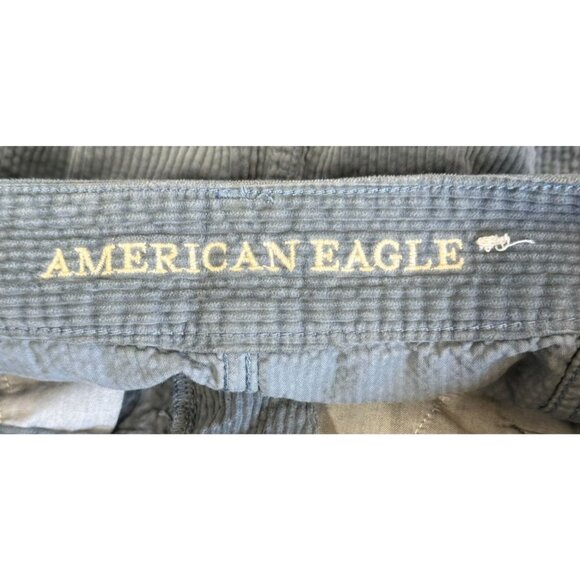 American Eagle Womens Blue Corduroy Hi RIse A-Line Skirt Size 6 Mini Boho Zip Up - Picture 6 of 9